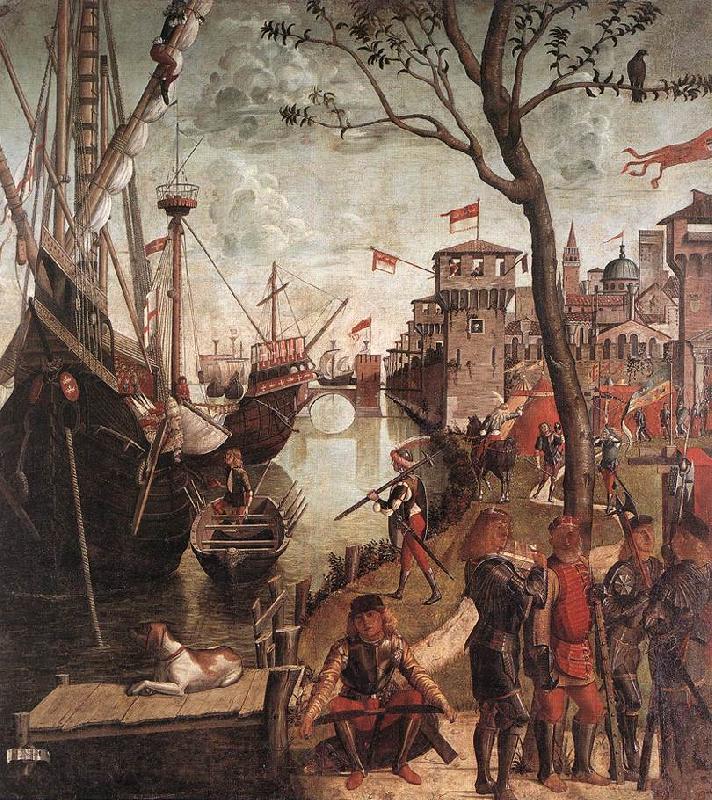 CARPACCIO, Vittore The Arrival of the Pilgrims in Cologne d France oil painting art
